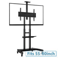 Heavy Duty Mobile TV Cart AVA1800-70-1P - 90kg capacity- Black Steel 