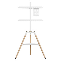 White 32"-65" Artistic Mobile TV Floor Tripod Stand  (Deluxe) Beech Wood