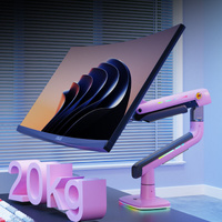 PINK RGB LIGHT Gaming Monitor Arm for Flat/Ultrawide/Curved Mount J5