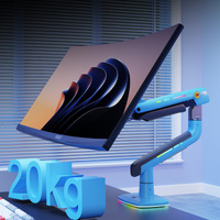 Blue RGB LIGHT Gaming Monitor Arm for Flat/Ultrawide/Curved Mount M7