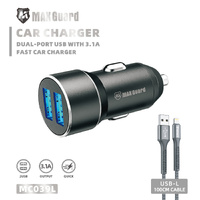 MaxGuard MC039L Car Charger 2 Usb with Lightning cable