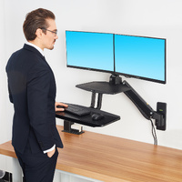 Fits 22"-27" Monitors.NB MC55-2A-B Dual Monitor Wall Mount with Keyboard Tray Black