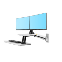 Fits 22"-27" Monitors.NB MC55-2A-B Dual Monitor Wall Mount with Keyboard Tray White