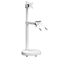 TV Monitor floor mobile stand white marble base-vesa 100 floor stand with laptop shelf