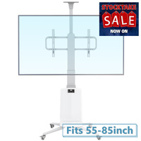 Mobile TV Stand TW85 - Electric Height Adjustment 68kg capacity - White