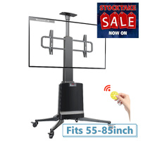 Mobile TV Stand TW85 - Electric Height Adjustment 68kg capacity - Black