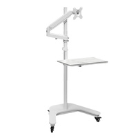 SteelView Mobile Tv Monitor floor stand Cart rotating 10 to 42 inch-gas spring single arm+timber shelf
