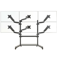 Multiple screen stand trolley gas arm metal 6 Screens