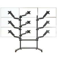 Multiple screen stand trolley gas arm metal 9 Screens